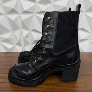 Kensie Black Lace-Up Ankle Boots